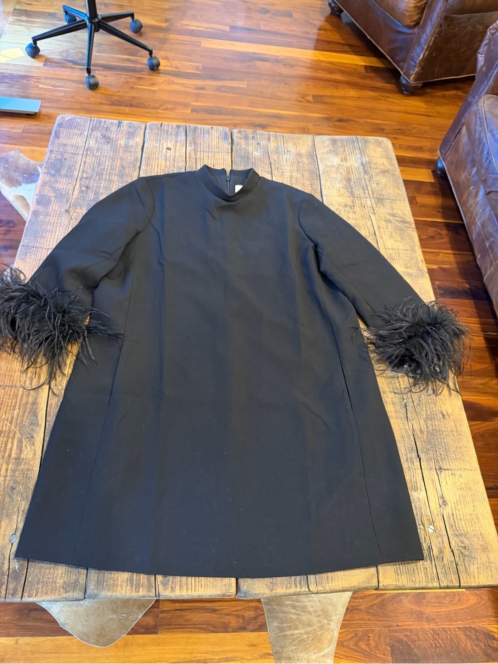 Tuckernuck Black Mini Dress with Feather Cuffs